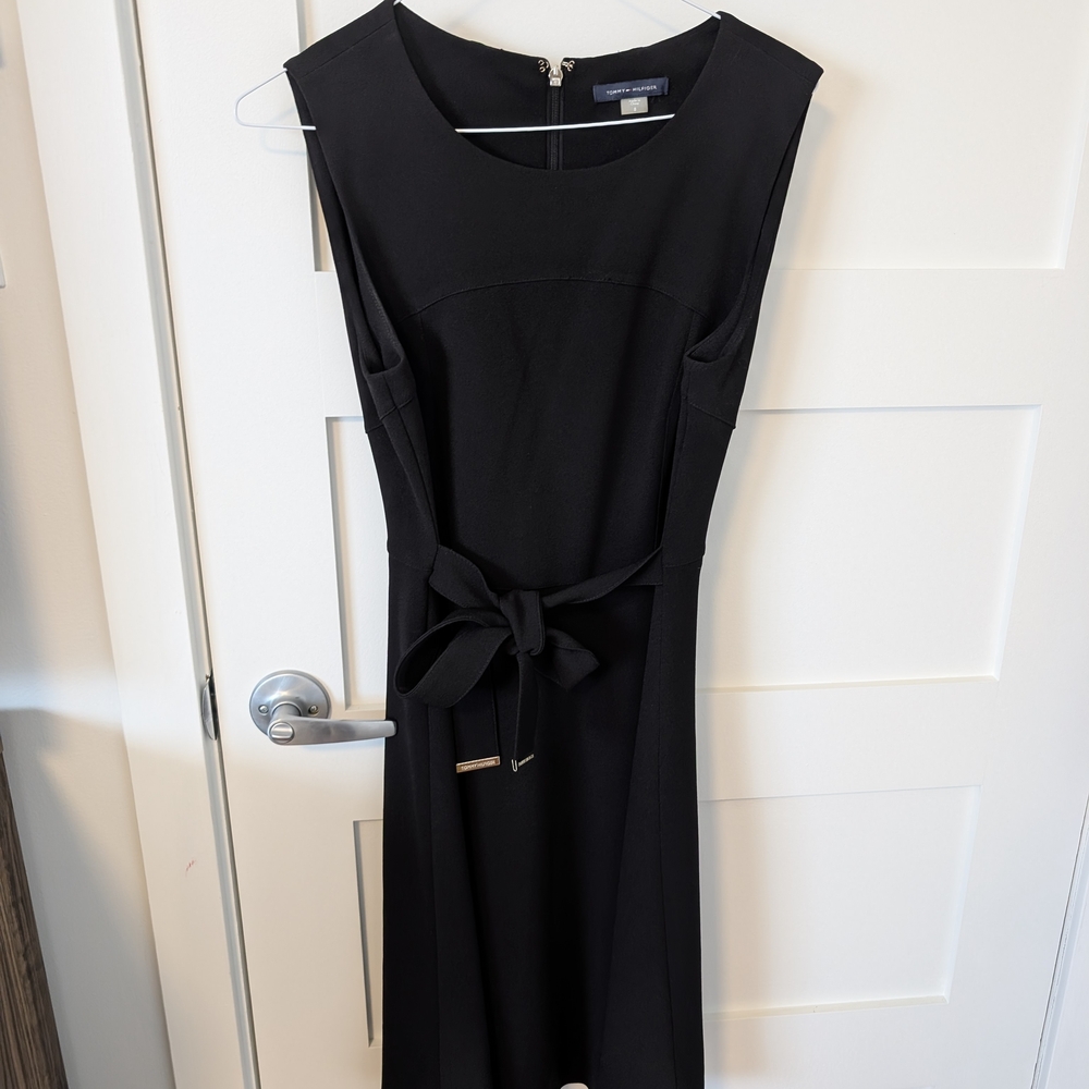 Tommy Hilfiger Black Midi Dress with Bow
